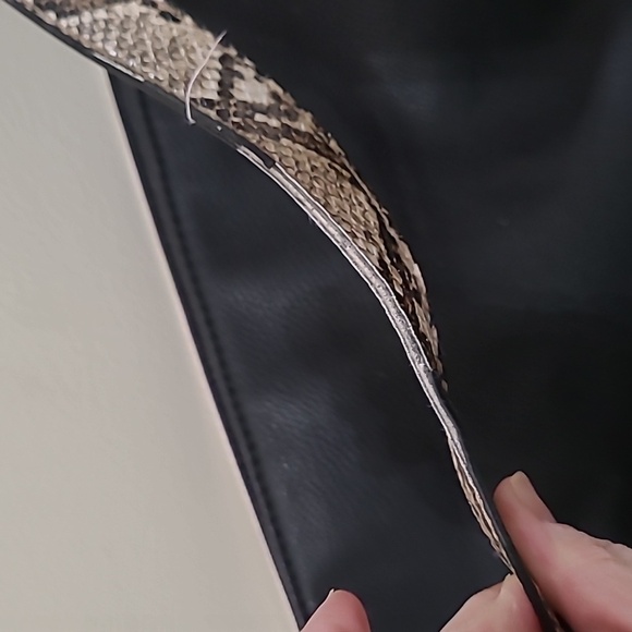 Nine West Black & Cream Shoulder Bag with Snake Print Strap - Picture 5 of 16